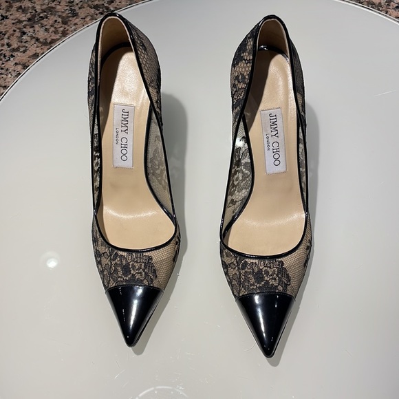 JIMMY CHOO lace and patent leather tip in black size EU 38.5 - Picture 4 of 14